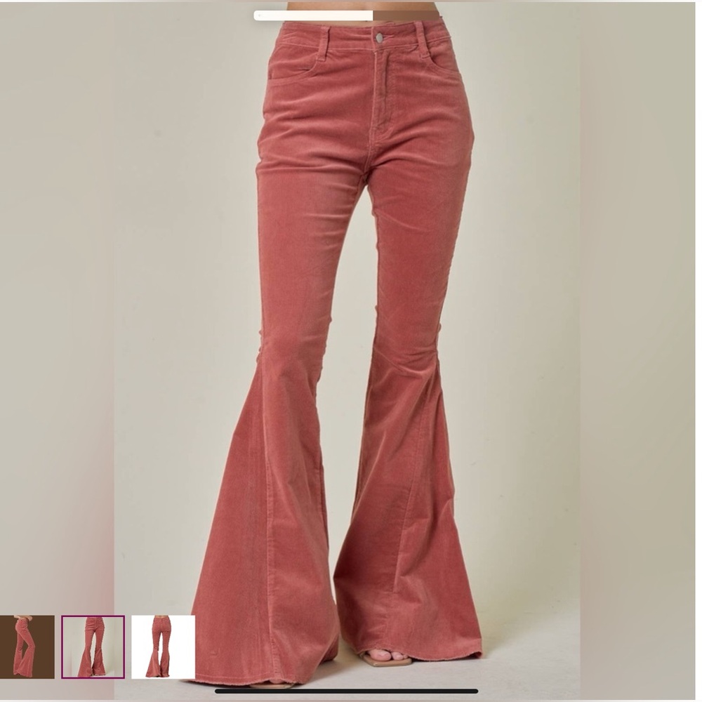 Wisteria Lane Boho Flare Lightweight Corduroy Pants
